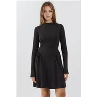 Strukturiertes Minikleid mit Boot-Ausschnitt