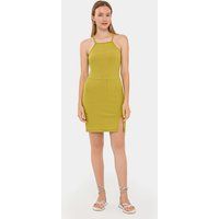 Geripptes Halter-Minikleid mit Schlitz
