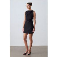 Drapiertes Krepp-Minikleid mit Knöpfen