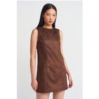 Elegantes A-Linien-Kleid in Wildlederoptik