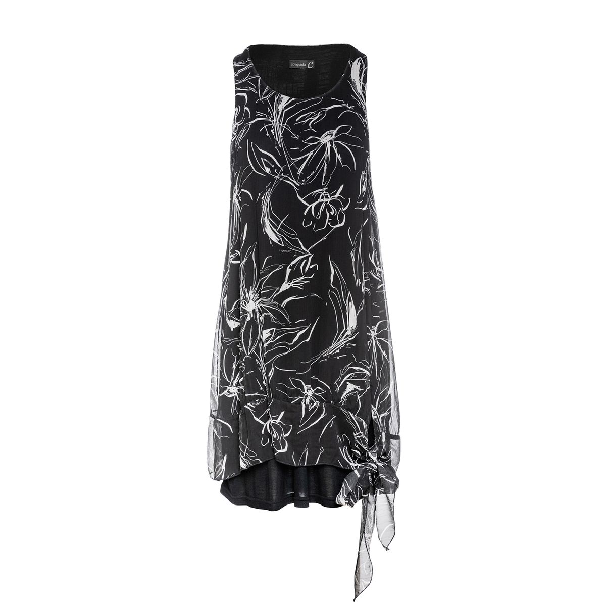 Ärmelloses doppellagiges Blumenkleid