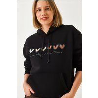 Baumwoll-Hoodie mit Herz-Grafikprint