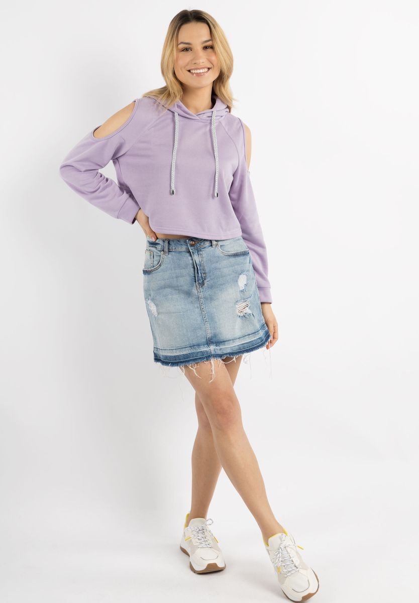 Cropped-Hoodie mit Schulterausschnitten