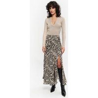 Gerippter Strickpullover mit V-Ausschnitt