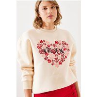 Sweatshirt mit Pfotenabdruck-Herz-Grafik