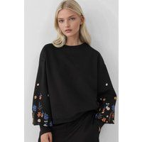Sweatshirt mit floraler Stickerei und Ballonärmeln