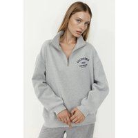 Grafik-Print Sweatshirt mit Halbreißverschluss