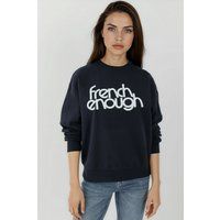 Grafik-Sweatshirt mit Rundhalsausschnitt 'French Enough'