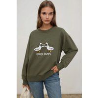 Relaxed Sweatshirt mit Gänse-Grafik