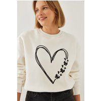 Relaxed Fit Sweatshirt mit Herzgrafik