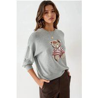 Crewneck-Sweatshirt mit Teddybär-Grafik
