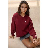 Besticktes Baumwoll-Sweatshirt mit Herz