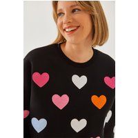 Sweatshirt mit besticktem Herzmuster