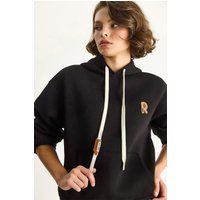 Bestickter Kapuzenpullover mit Kordelzug-Detail