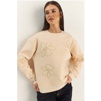 Sweatshirt mit floraler Stickerei