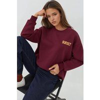 Besticktes Sunset-Sweatshirt mit Rundhalsausschnitt