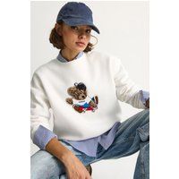 Sweatshirt mit Skater-Bär-Stickerei