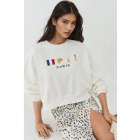 Besticktes Baumwoll-Sweatshirt mit Paris-Motiven
