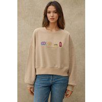 Besticktes Sweatshirt mit London-Motiven