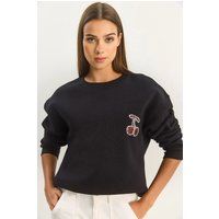 Lockeres Sweatshirt mit Kirschmotiv