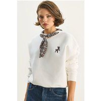 Minimalistisches besticktes Sweatshirt mit Kitz