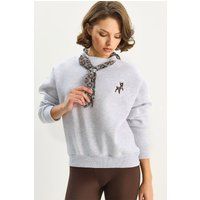 Klassisches Sweatshirt mit Kitz-Stickerei