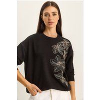 Verziertes Sweatshirt mit Blumenmuster