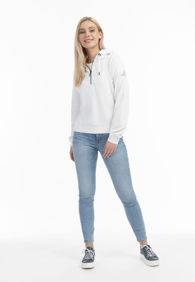 Kapuzenpullover mit Viertelreißverschluss und Anker-Stickerei