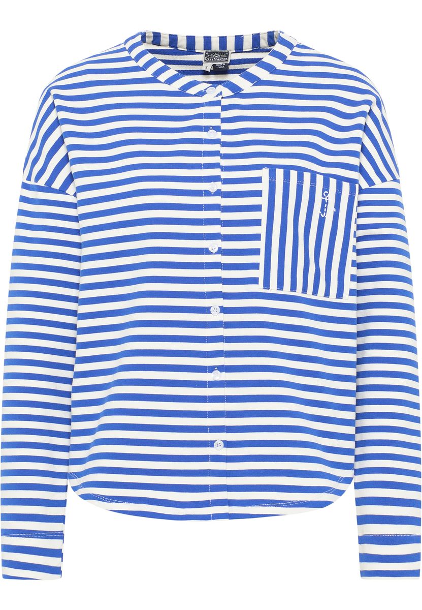 Gestreiftes Maritimes Sweatshirt mit Knopfleiste