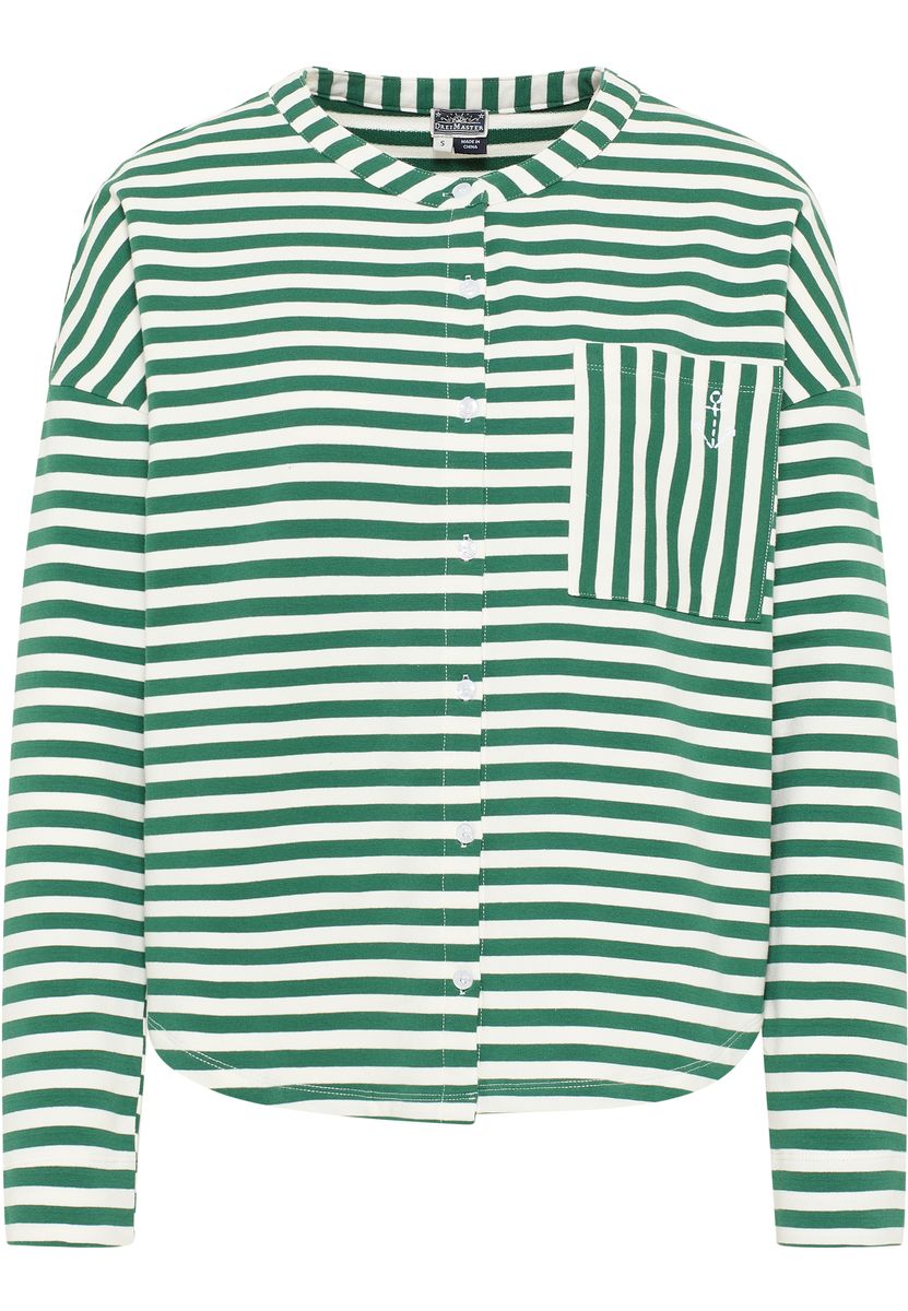 Maritime gestreifte Sweatjacke mit Knöpfen