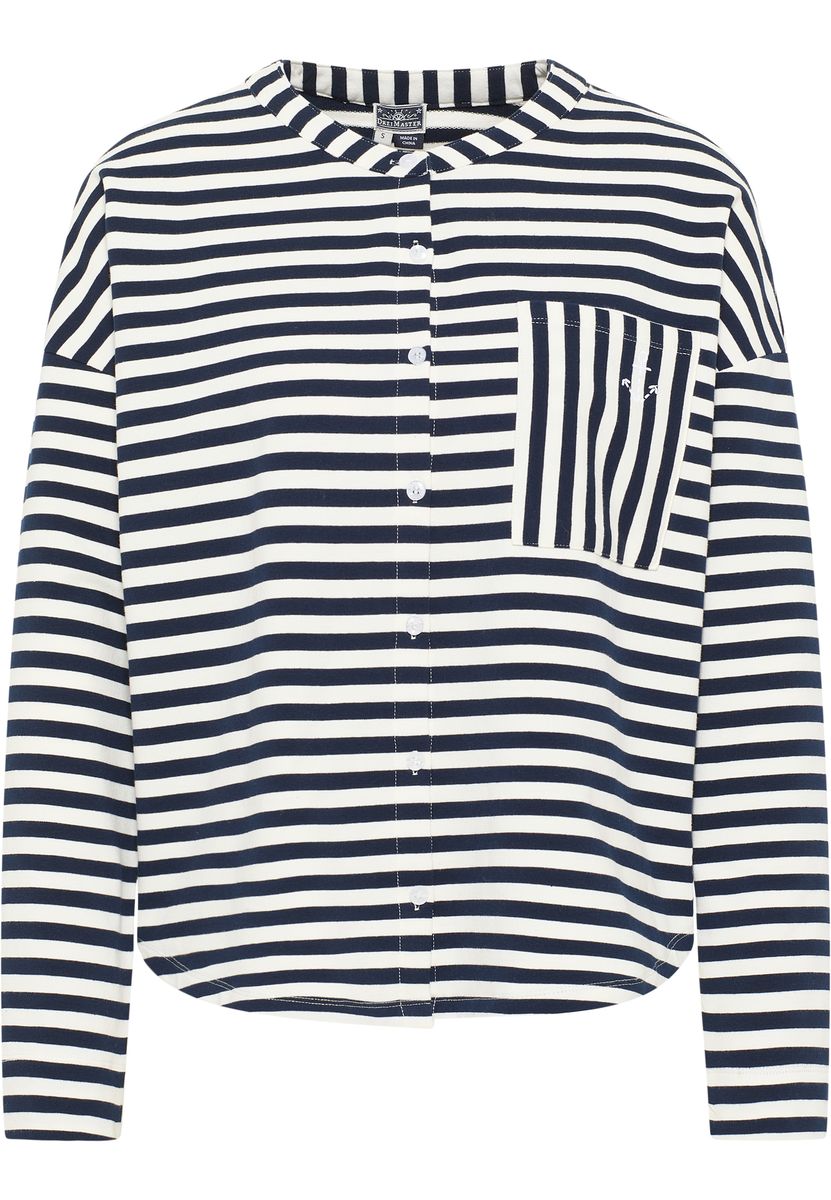 Gestreiftes Sweatshirt mit Knopfleiste
