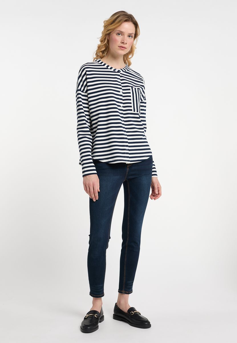 Gestreiftes Sweatshirt mit Knopfleiste
