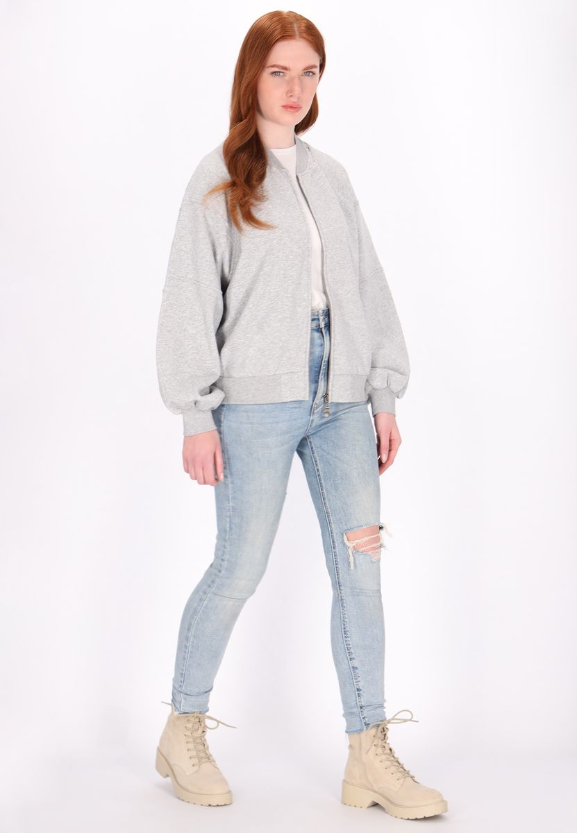 Oversized Sweatjacke im Bomber-Stil