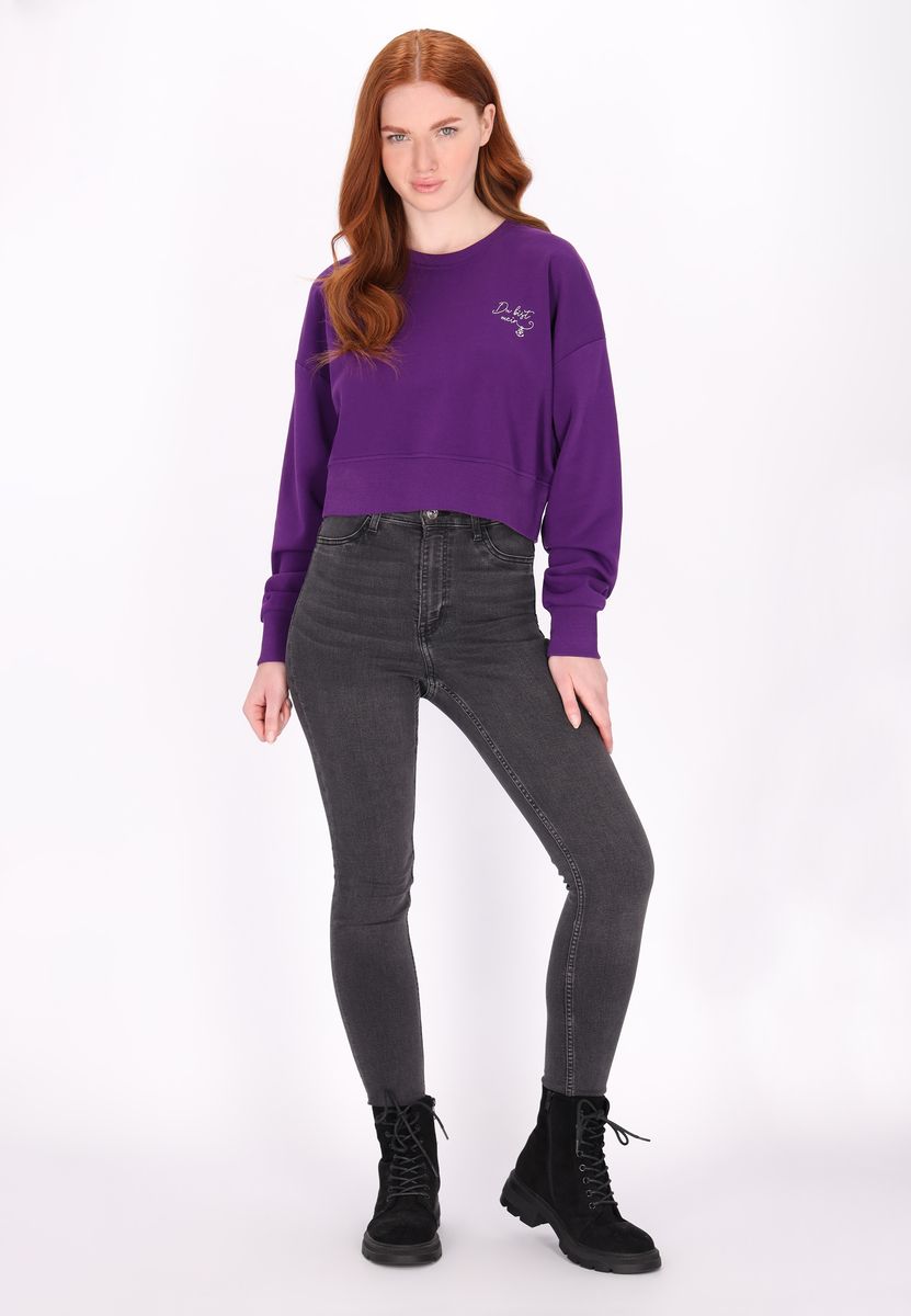 Kurzes Crewneck-Sweatshirt mit Stickerei