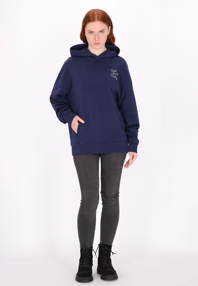 Relaxed Hoodie mit Stickerei-Schriftzug