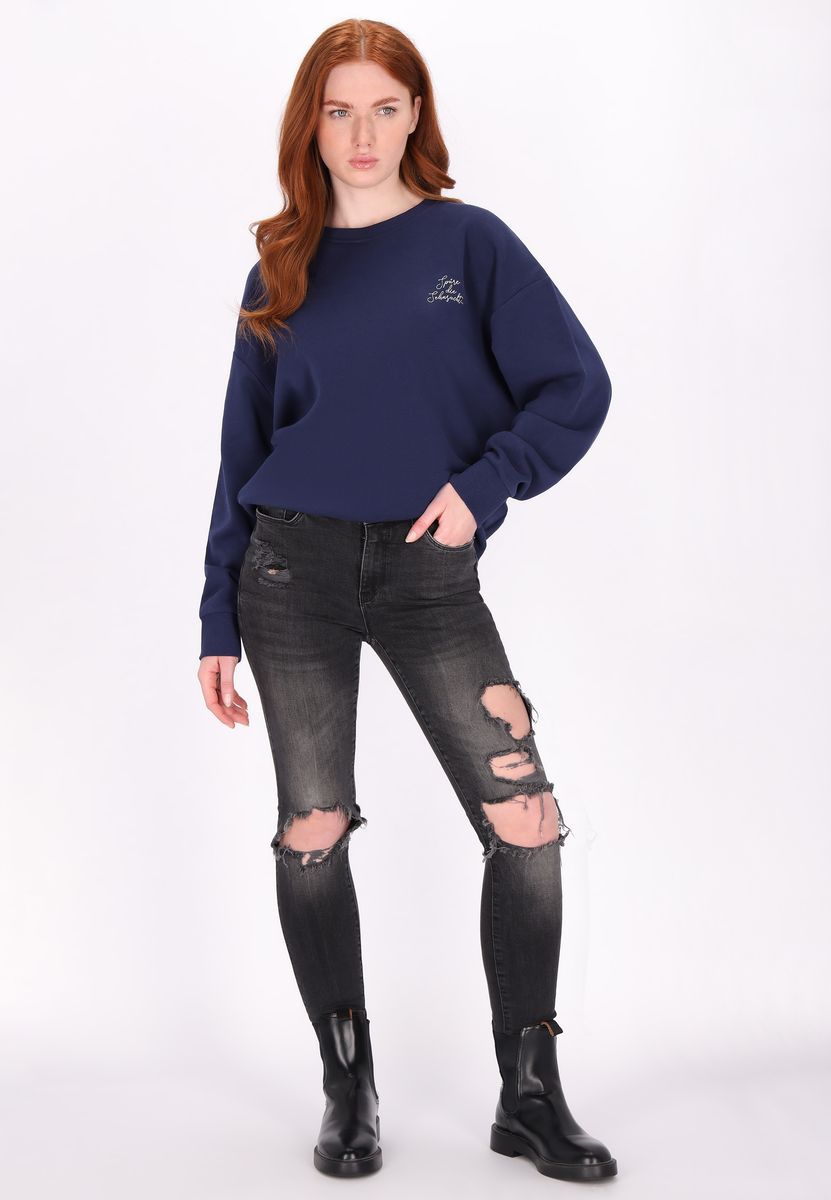 Relaxter Sweatshirt mit Schriftzug-Detail