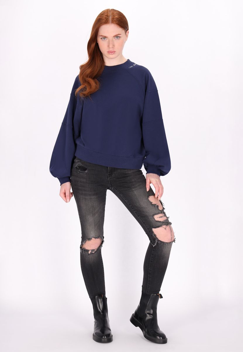 Lässiges Crewneck-Sweatshirt mit Ballonärmeln