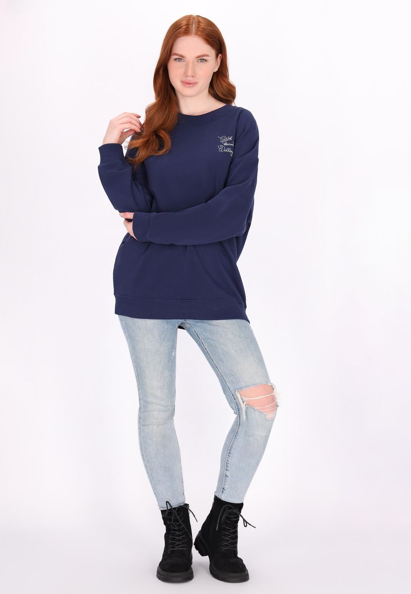 Locker geschnittenes Sweatshirt mit Stickerei