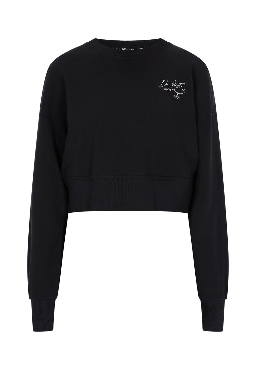 Kurz geschnittenes Sweatshirt mit Logostickerei