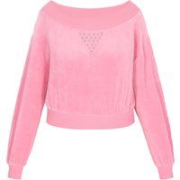 Verziertes Samt-Sweatshirt mit U-Boot-Ausschnitt