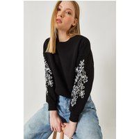 Sweatshirt mit bestickten Ärmeln