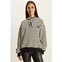 Gestreiftes Sweatshirt mit Leoparden-Schal