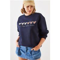 Baumwoll-Sweatshirt mit Herz-Grafik-Print