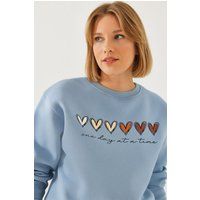 Sweatshirt mit Herzgrafik-Print