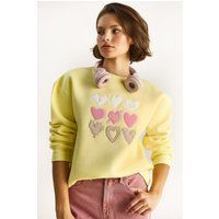Relaxed Sweatshirt mit Herz-Patches