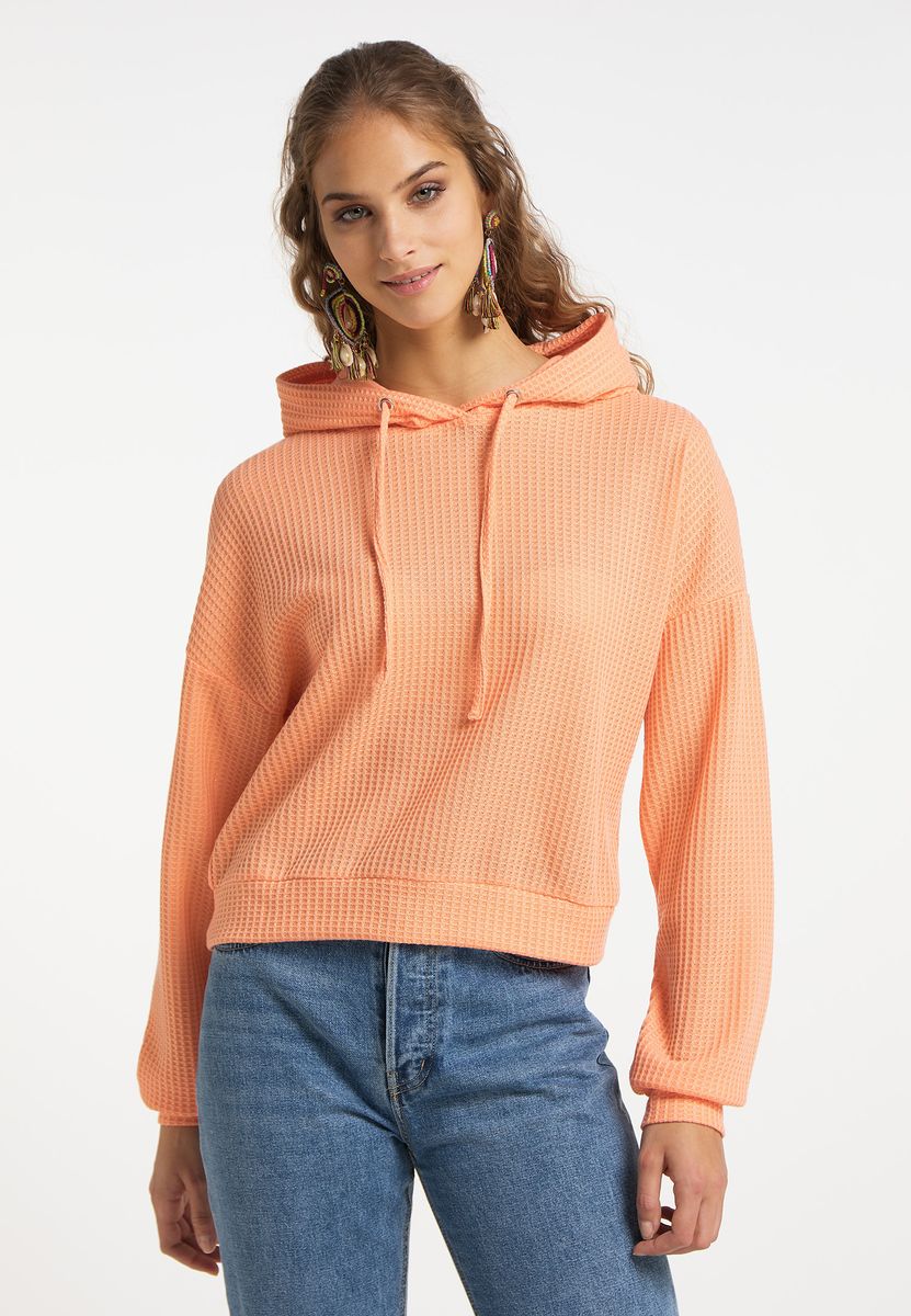 Kurzer Hoodie in Waffeloptik