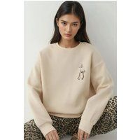 Lässiges Sweatshirt mit Reh-Stickerei