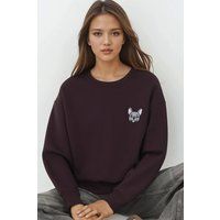 Besticktes Sweatshirt mit Bulldoggen-Motiv
