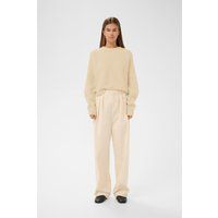 Kastiger Rippstrick-Pullover mit Rundhalsausschnitt