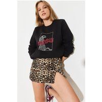 Besticktes Sweatshirt mit Leoparden-Grafik